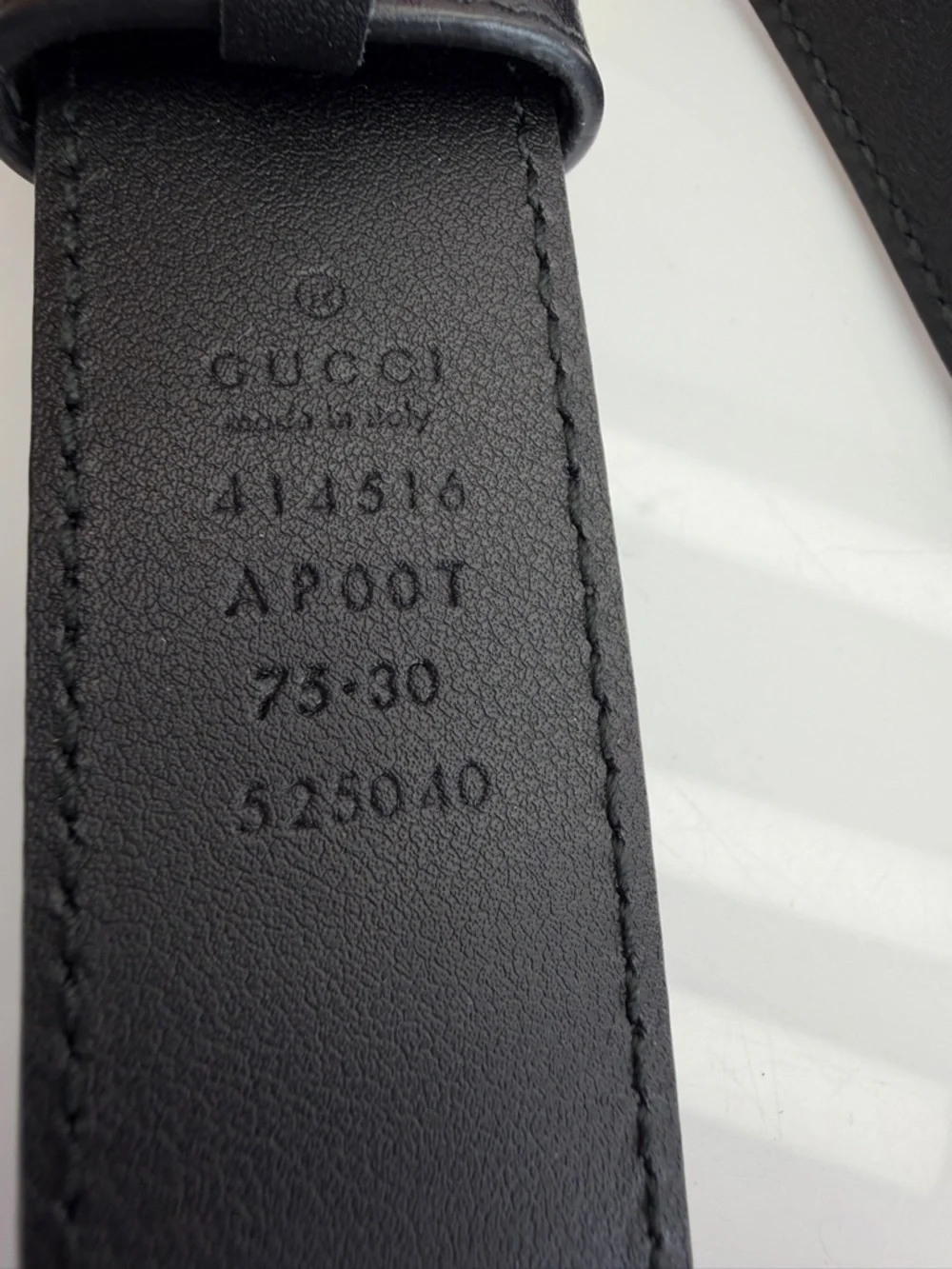 Authentic Gucci Slim Leather Marmont Gg Double Mens Belt Black 75/30 414516